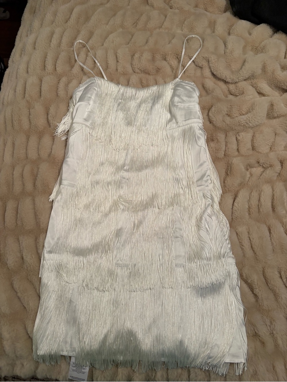 Abercrombie & Fitch White Fringe Slip Dress